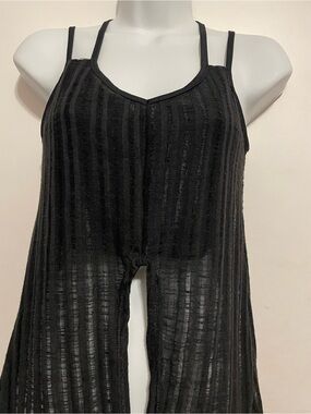 Rue21 Black Sheer Striped Sleeveless Jumpsuit